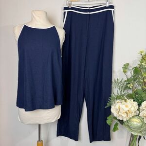 HALOGEN | navy linen set pants (10) blouse (s) | Nordstrom’s two-piece set